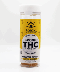 Liquid Gummies Pineapple Express 4:1 THC:CBD 300mg Sativa Gummies 20ct