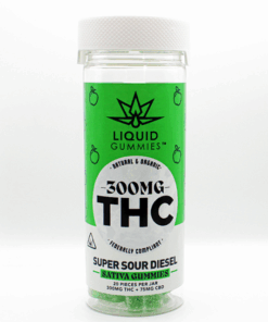 Liquid Gummies Super Sour Diesel 4:1 THC:CBD 300mg Sativa Gummies 20ct