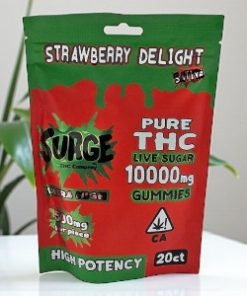 Surge THC Company Strawberry Delight High Potency Live Sugar 10,000mg Gummies 20ct