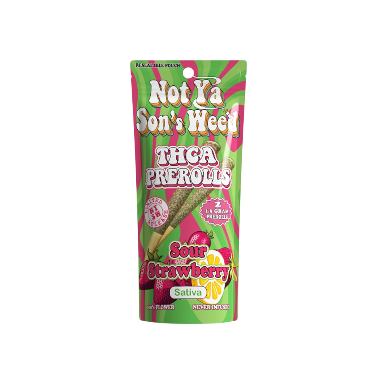 Not Ya Son's Weed Sour Strawberry 1.5g Pre-Rolls 2pk