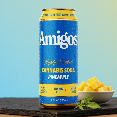 Amigos Pineapple Highly Crafted Cannabis Soda 50mg