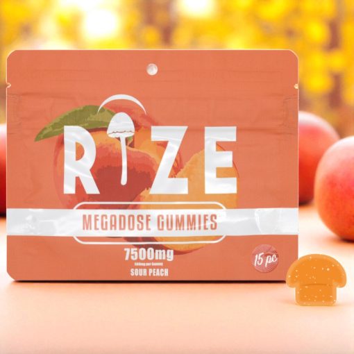 Rize 7500mg Sour Peach Mushroom Gummies