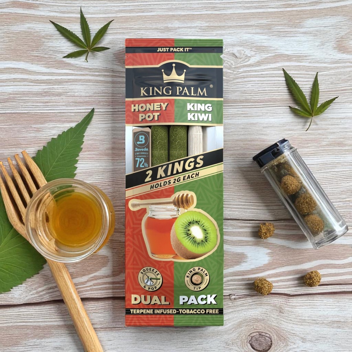 King Palm Honey Pot + King Kiwi King Rolls 2pk