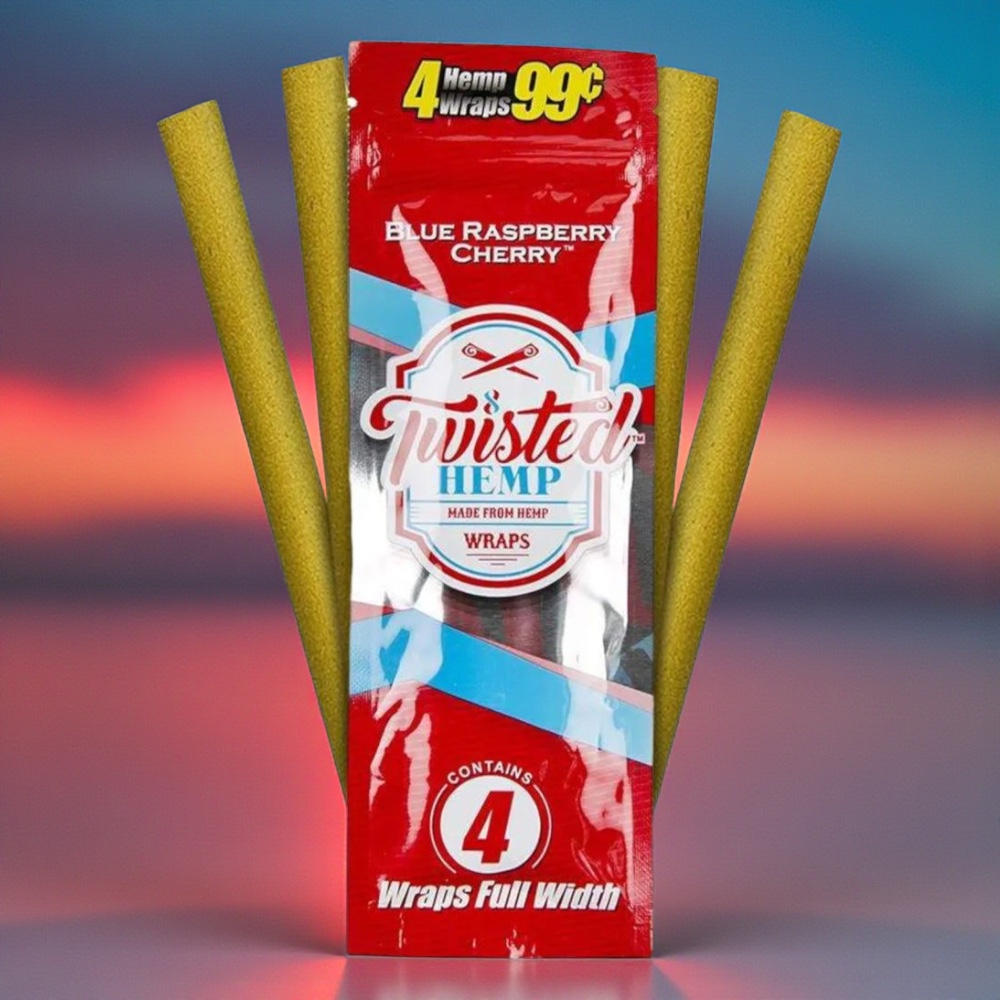 Twisted Hemp Blue Raspberry Cherry Hemp Wraps 4pk