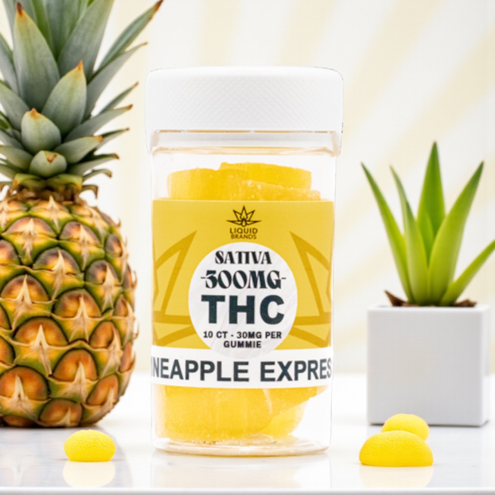 Liquid Gummies Pineapple Express 4:1 THC:CBD 300mg Sativa Gummies 20ct