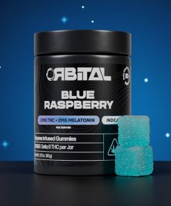 Orbital Terpene Infused Blue Raspberry 200mg THC + 2mg Melatonin Indica Gummies 20ct