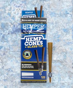 Hemper Hemp Blueberry King Size Cones + Glass Tip 2pk