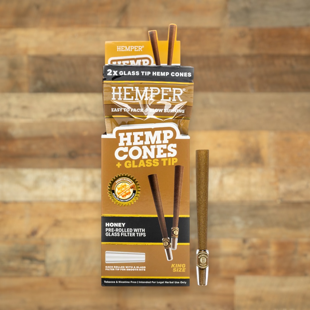 Hemper Hemp Honey King Size Rolls + Glass Tip 2pk