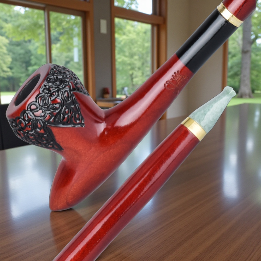 Pulsar Shire Pipes Engraved Cherry & Sassafras Wood Pipe | 16.75"