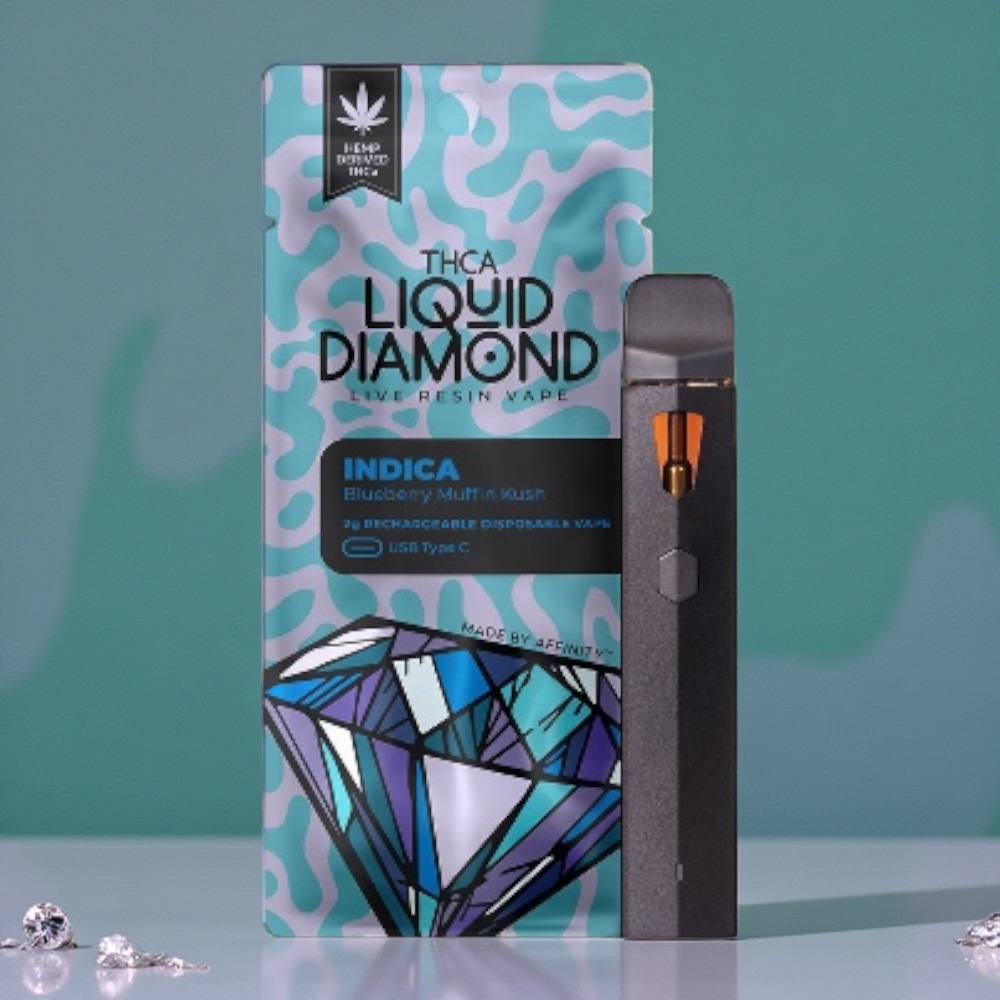 Affinity Liquid Diamond Live Resin Blueberry Muffin Kush 2g Disposable Vape