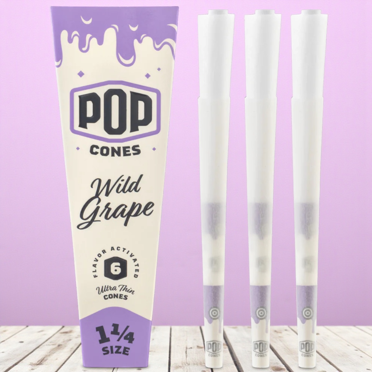 Pop Cones Wild Grape 1 1/4 6pk