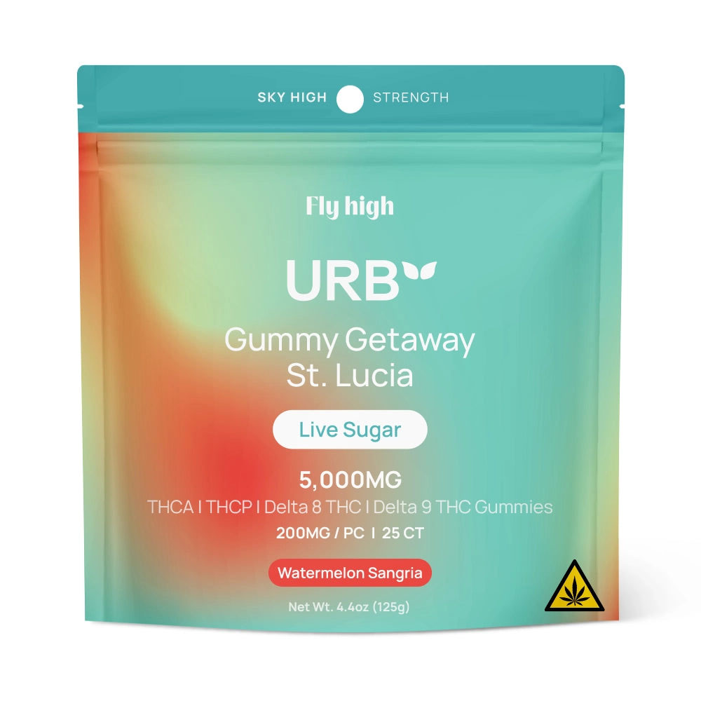 Urb Gummy Getaway St. Lucia Live Sugar Blend Watermelon Sangria 5,000mg Gummies 25ct